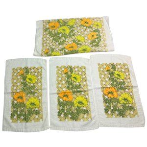 Vintage 1960's Floral Bath and Hand Towel Set of 4